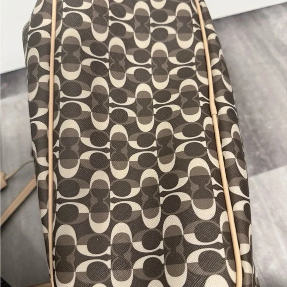 Coach Canvas Tote in Brown and Tan Signature Print - Picture 6 of 7